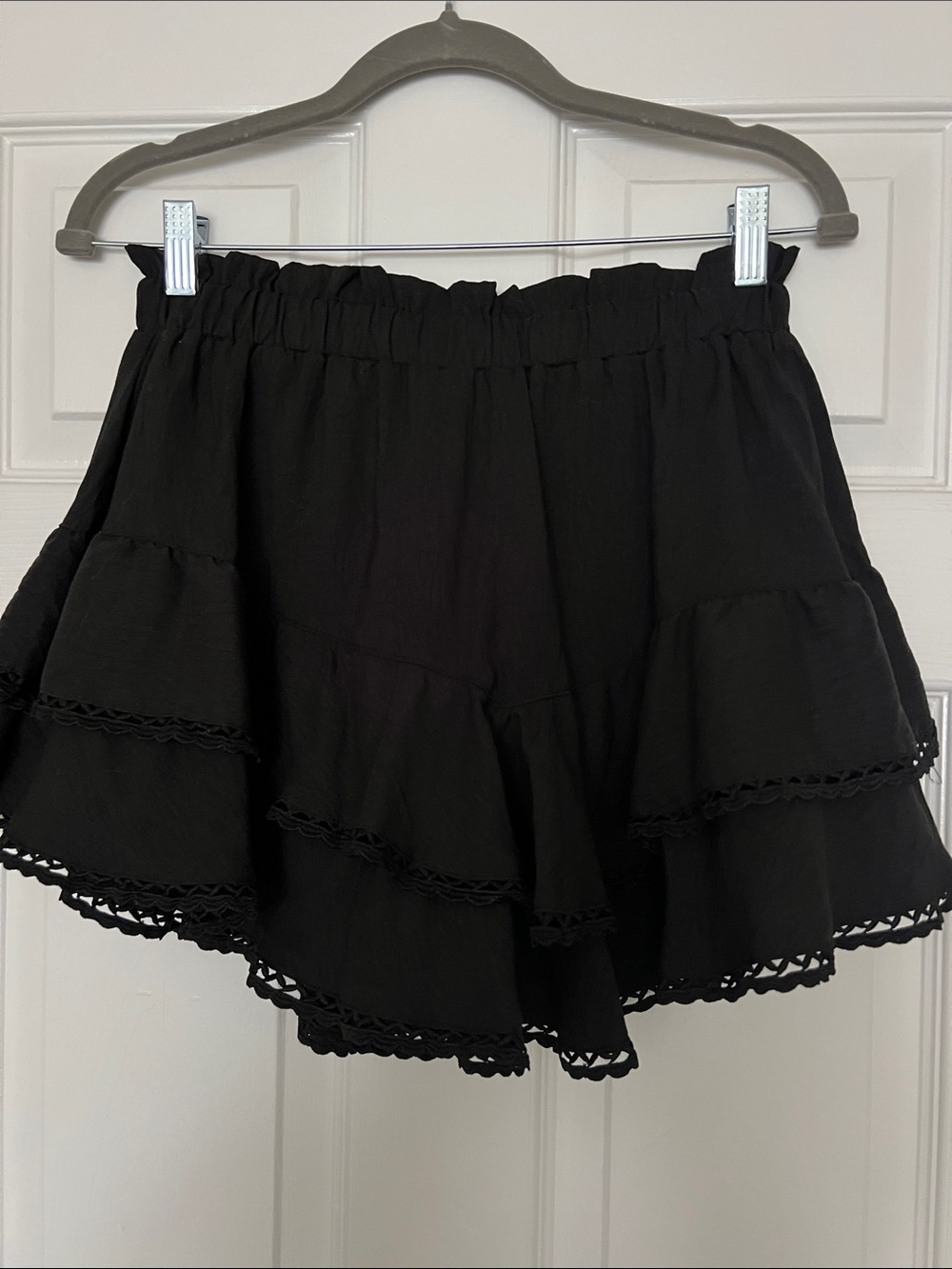 Black Tiered Ruffle Mini Skort